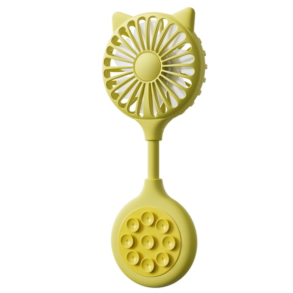 Yellow Handheld Fan Portable Fan Desktop Fan With Suction Cup 500Mah Battery For Bathroom Toilet Wall Home Abs 9.25 X 2.95 X 0.98In