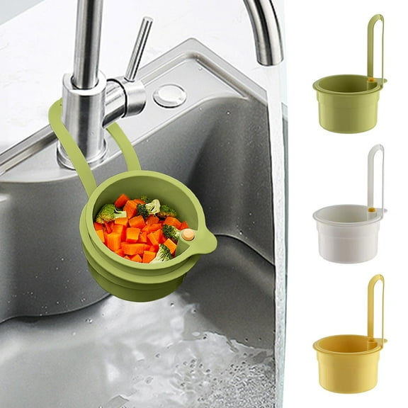 Yellow Hanging Sink Drain Basket For Kitchen, Food Scrap Filter Holder For Scullery Sinks, Multipurpose Fruit Vegetable Washing Drainer, Space Saving Household Storage Accessories, 1 Piece