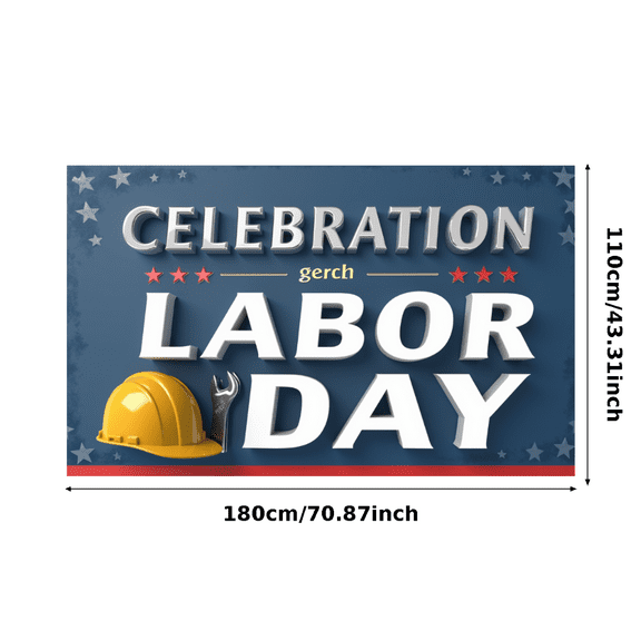 Yellow Hardhat Labor Day Celebration Banner Industrial Theme for Workshop Decor Holiday Decoration Patriotic Event
