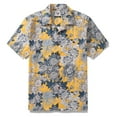 thumbnail image 1 of Yellow Hawaiian Shirt For Men Japanese Flower Shirt Camp Collar 100% Cotton Shirt, 1 of 8