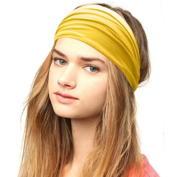 Yellow Headband for Women Solid Color Headband Elastic Head Wrap Headband Bandana