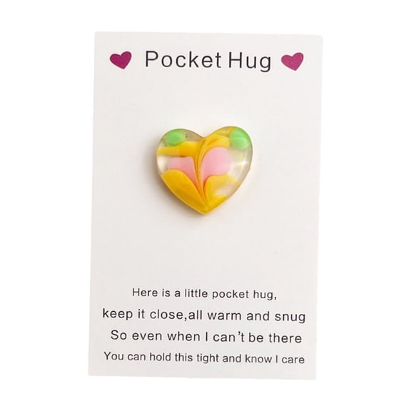 Yellow Heart-Shaped Colorful Fringe Pocket Greeting Card, Multicolor Paper Hug Card For Valentine'S Day, Birthday, Anniversary, Friendship, With Space For Handwritten Note, Yellow