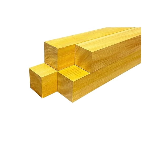 Yellow Heart Turning Blanks 2" x 2" (4 Pcs) (2" x 2" x 18")
