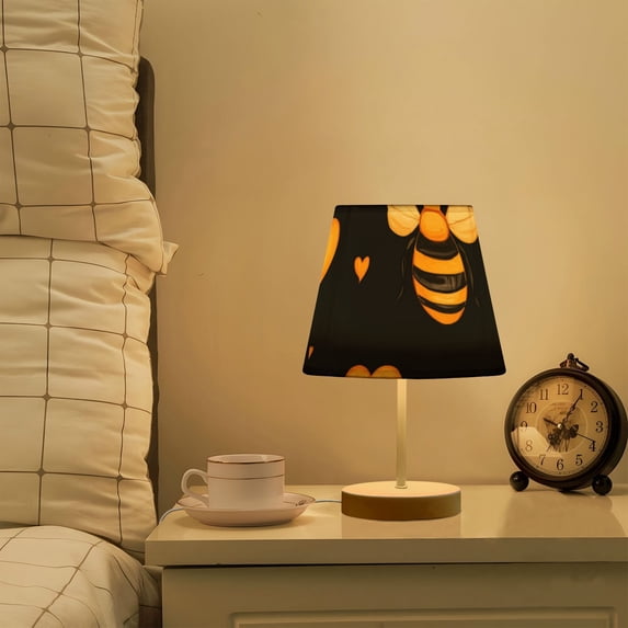 Yellow Hearts Bees LED Desk Lamp Table Lamp USB Bedside Nightstand Small Lamp for Bedroom Living Room Kids Room