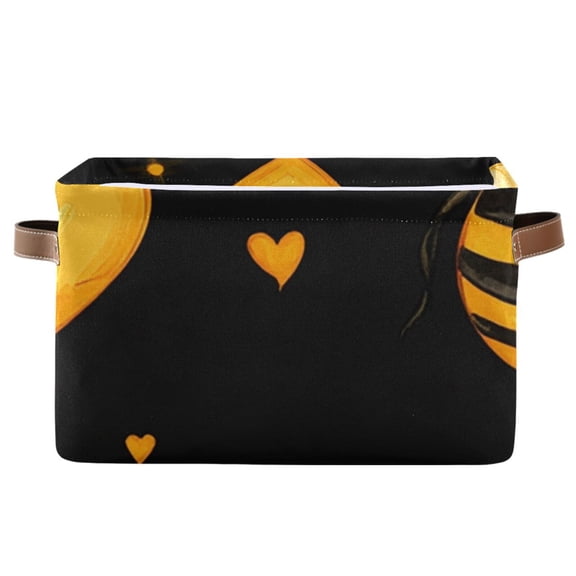 Yellow Hearts Bees Storage Bins Baskets With Handles Storage Box Clothes Organizer Organization Toys