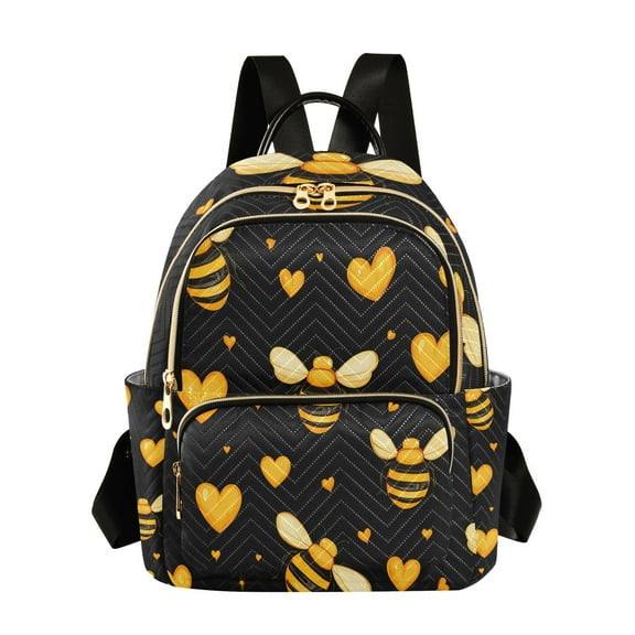 Yellow Hearts Bees Travel Laptop Backpack Casual Daypack Lightweight Bookbag Compartment for Business