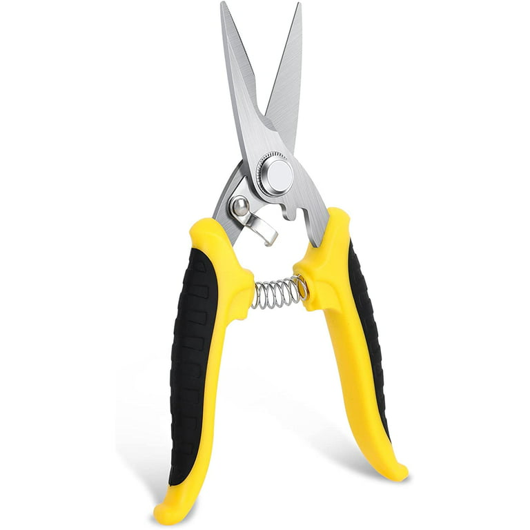 Yellow Heavy Duty Scissors, Industrial Scissors, 8-inch Multipurpose,  Electrician Scissors -easy Cutting Cardboard And Recycle, Ergonomic Handle