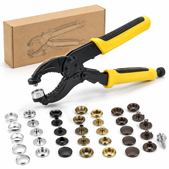 Yellow Heavy Duty Snap Fastener Tool Kit with 100 Sets 4 Color Boat Cover Repair Snaps