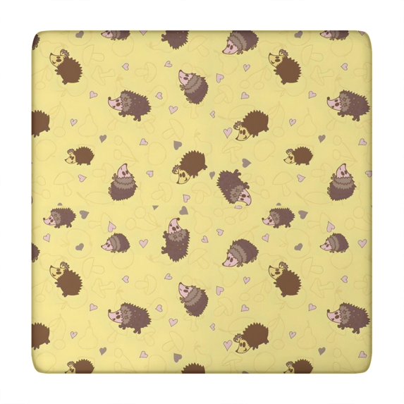 Yellow Hedgehog Love Square Fitted Tablecloth with Elastic Edge,Square Table Cover,Washable Elastic Table Cover for Home Kitchen Party Decor 34"x34"