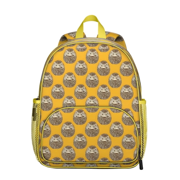 Yellow Hedgehog Pattern Backpack Backpack for School,Cute School Bag,Schoolbag with Adjustable Shoulder Straps & Padded Back,13.8"x11.4"x6"