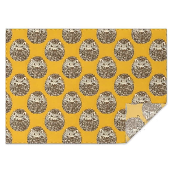 Yellow Hedgehog Pattern Rectangle Tablecloth 60"x84",Waterproof Polyester Rectangle Table Cloth, Wipeable Spillproof Polyester Tablecloth for Dining, Camping, Indoor and Outdoor