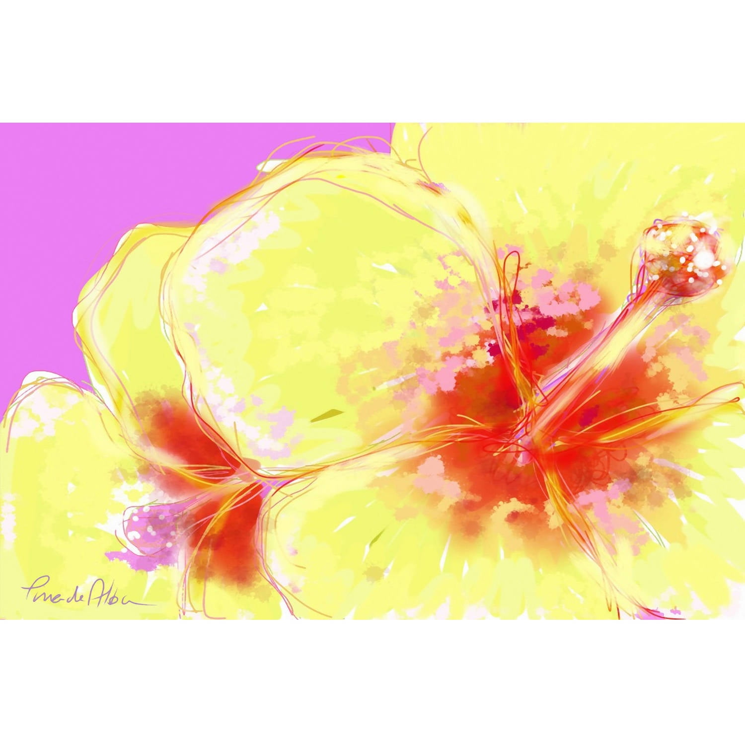 Yellow Hibiscus Floral Canvas Print with Wooden Frame