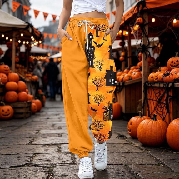 Yellow High Waist Pjs Loose Pant Comfy Long Lounge Bottom,Drawstring Elastic Waist Sleep Pants with Pockets M