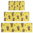 thumbnail image 1 of Yellow Highland Cow Flower Hat Pattern Kitchen Rugs Sets Of 3,Kitchen Runner Rugs Non Skid Washable,Decorative Kitchen Floor Mats for Kitchen,Sink,Laundry,17"x30"+ 17"x47" + 17"x59", 1 of 6