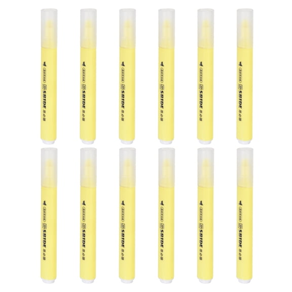 Yellow Highlighter, 12 Pack No Bleeds Highlighters Markers Pen Neon Quick Dry Bright Chisel Tip Cute Thin for Annotating-Books Office Supplies Bible Adults, Triangle