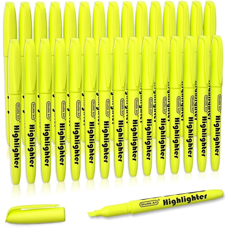 Shuttle Art 30 Pack Yellow Highlighters, Multipack Bright