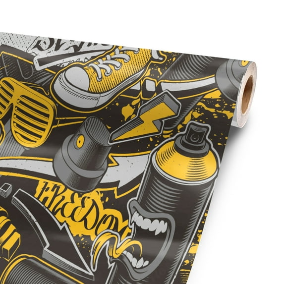 Yellow Hip Hop 72” x 52” Vinyl Wrap Sheet for large or custom items | 3M wrap DIY to custom skin gear of all types and sizes, including vehicles, boats, appliances, furniture, atv’s,