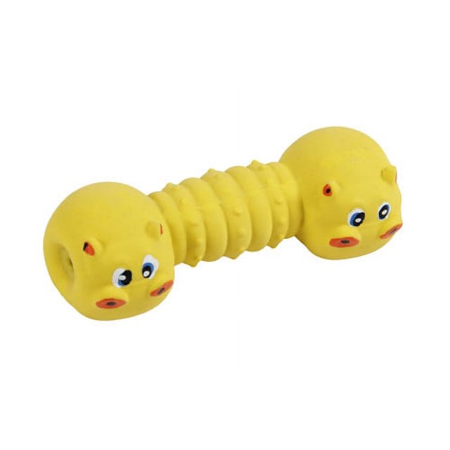 Yellow Hippopotamus and Bone Shaped Squeaky Latex Puppy Dog Chew Toy