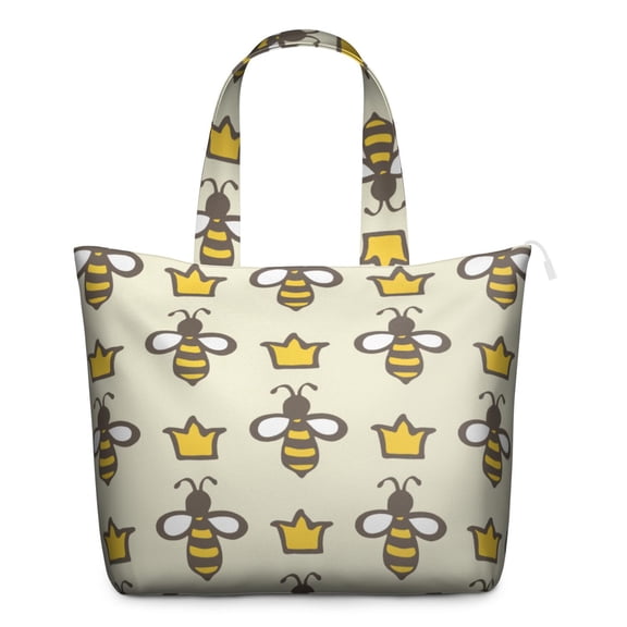 Yellow Hive Travel Tote, Bee Lovers Gift Print Weekender Duffel Bag, Cute Bumble Bee Pattern Multipurpose Carry-on Bag