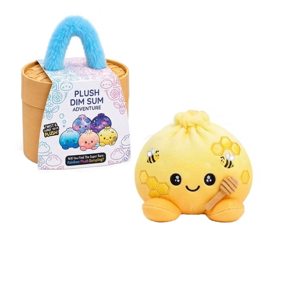 Yellow Honey Plush Dumplings Squishy Toys with Simulated Steamer Fuzzy Handle Bees Honeycomb Honey Dipper Pattern Slow Rising Stress Relief Sensory for Christmas Stocking Stuffer Party Holiday Gifts