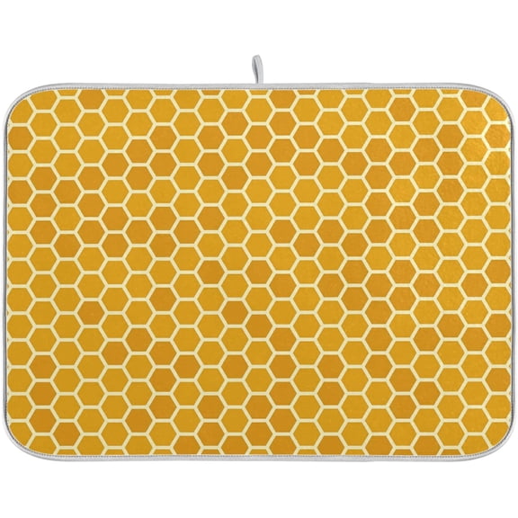 Yellow Honeycomb Dish Drying Mat - 18x24 Inch Large Microfiber Drying Pad for Bottles & Sink
