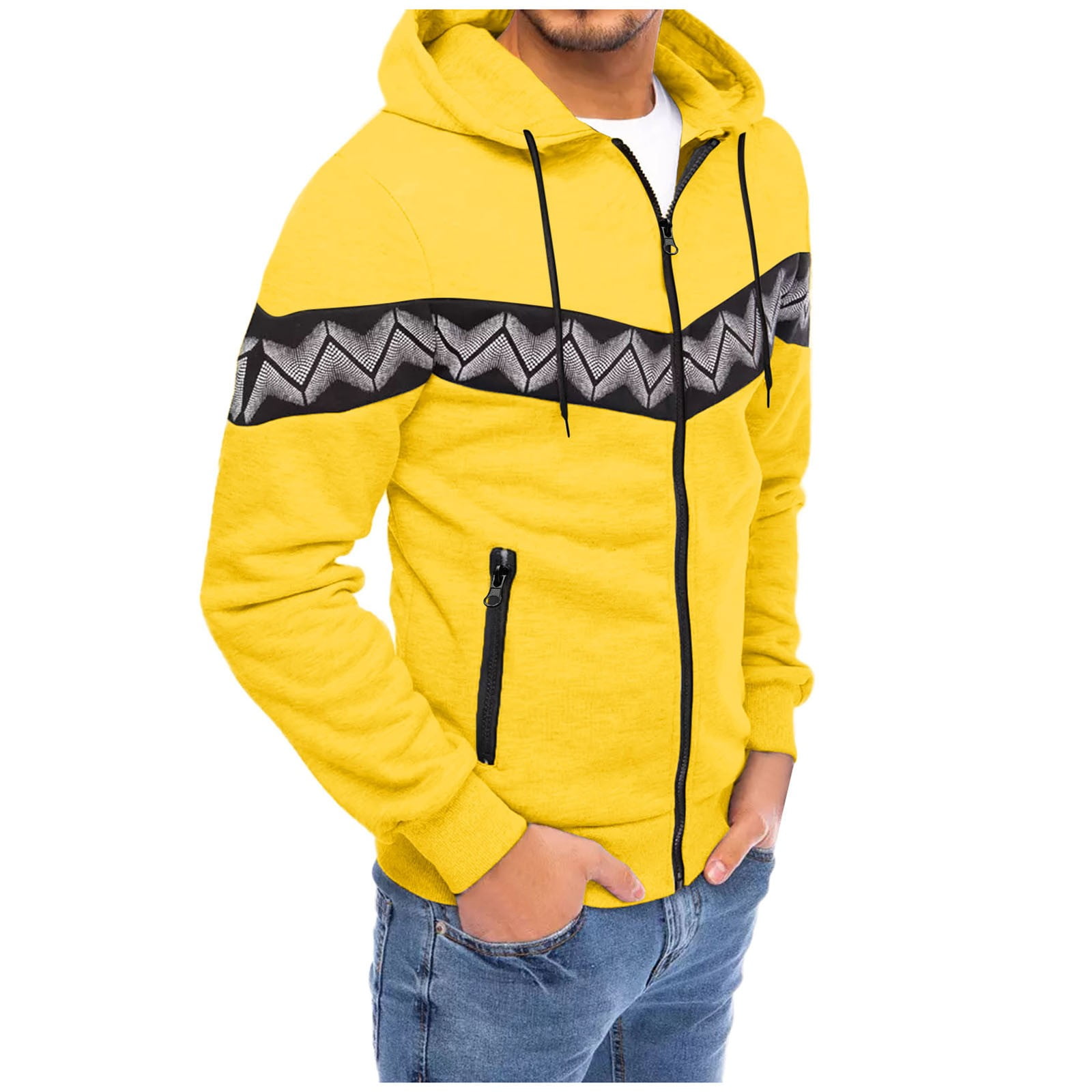 Sweatshirts For Men Winter Polka Dot Three Curved Printed Zipper