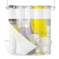thumbnail image 1 of Yellow No Hook Shower Curtain with Snap in Liner, Modern Geometric Grey Oil Painting Abstract Double-Layer Waterproof Fabric Shower Curtains for Bathroom Hotel Bathtub, Mesh Top 72"x78", 1 of 9