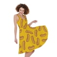 thumbnail image 1 of Yellow Hot Dog Pattern Print Sleeveless Knee Length Dress, Dog Pet Lover Fashion Summer Maxi Dress For Women, 1 of 4