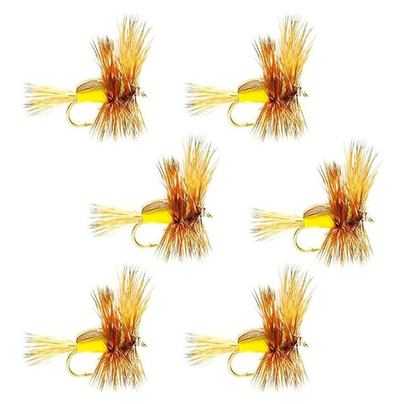 Yellow Humpy Dry Fly Fishing Flies - Size 16, 6 Flies - Trout, Bass, Panfish - Classic Attractor Pattern Hook Size16