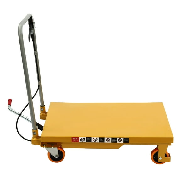 Yellow Hydraulic Scissor Lift Table Commercial Hydraulic Lift Table Cart 500 lbs 30.5 Inch Manual Scissor Lift Table