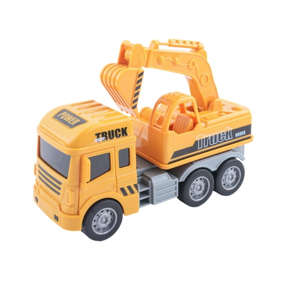 Yellow Inertial Excavator Toy For Kids Construction Vehicle With Movable Parts No Battery Push And Go