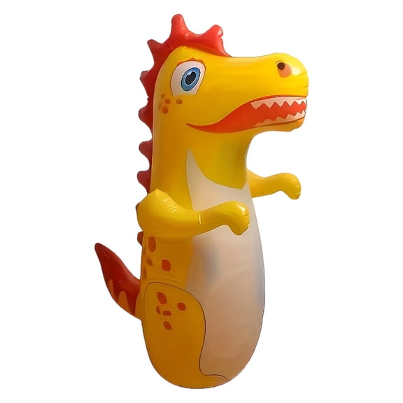 Yellow Inflatable Dinosaur Tumbler Toy For Kids Indoor Bouncing Punching Bag Pvc Material Exercise Stress Relief Active Play Toy For Children