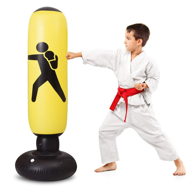 Yellow Inflatable Punching Bag for Kids, Boxing Bag for Kids and