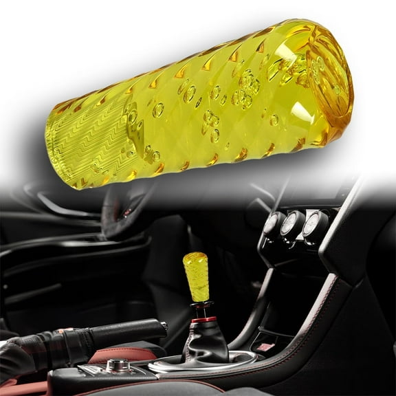Yellow JDM Spiral Crystal VIP Style Manual Bubble Shifter Shift Knob Head - 10CM