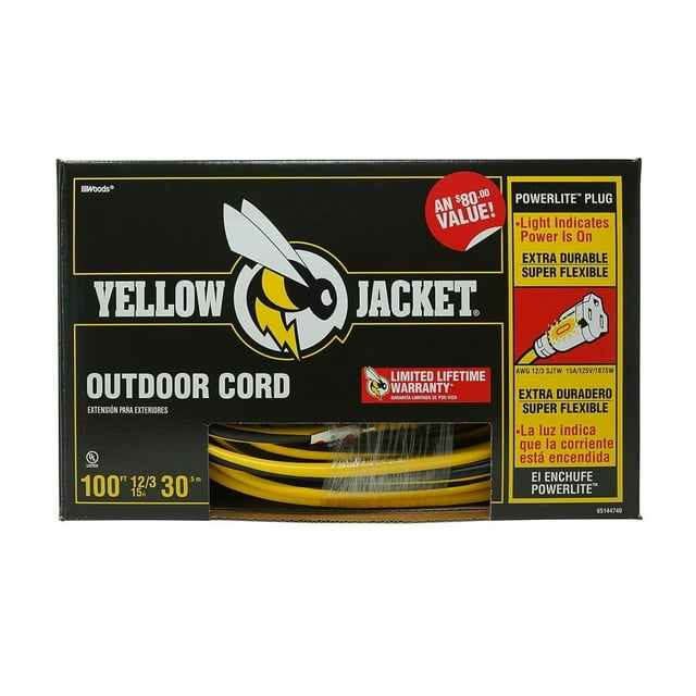 Yellow Jacket 100ft. Outdoor Extension Cord w/ Lighted Ends