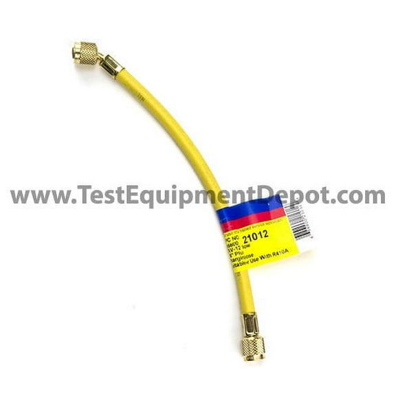 Yellow Jacket 21012 12", Yellow, Hav Standard Fitting, Plus II 1/4" Charging Hose Hose