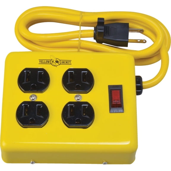 Yellow Jacket 2177N Metal Power Supply Adapter Block with 4 Outlets And Lighted Switch, 4-foot Cord(Limited edition)