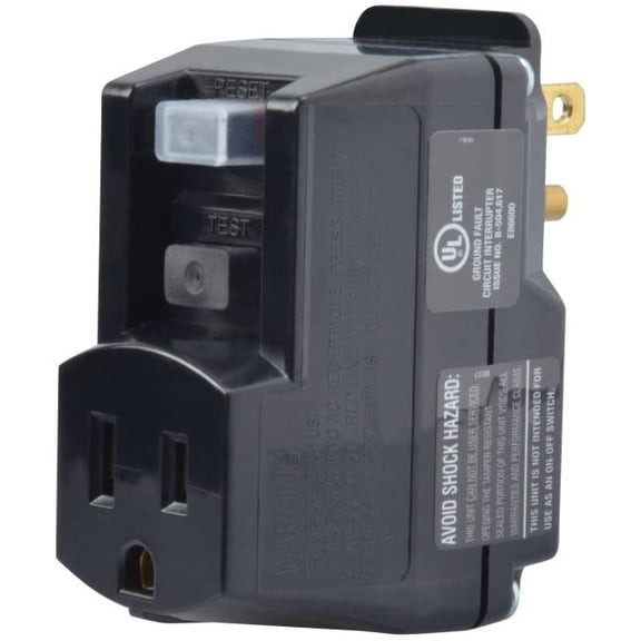 Yellow Jacket 2762, 120-Volt, 15-Amps, 1800-Watts Single Outlet GFCI Adapter, For Indoor Use With Manual Reset, Black