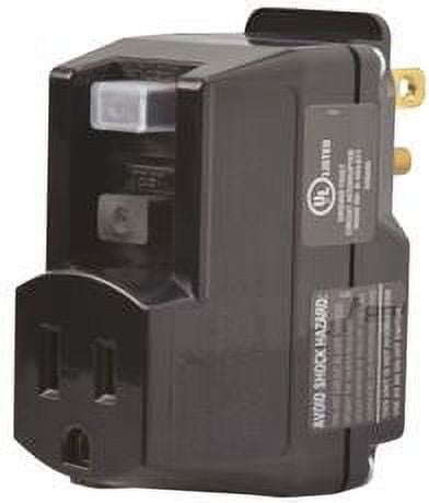 Black 120V 15A Single Outlet GFCI Adapter with Manual Reset