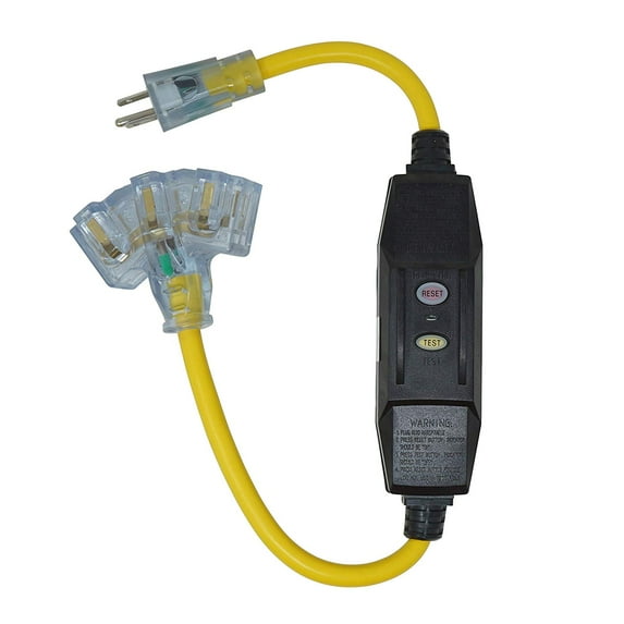 Yellow Jacket 2816 Coleman Gfci Quad In-Line Power Block, 125 V, 15 A, 12/3 Awg Sjtw, 3-Outlet