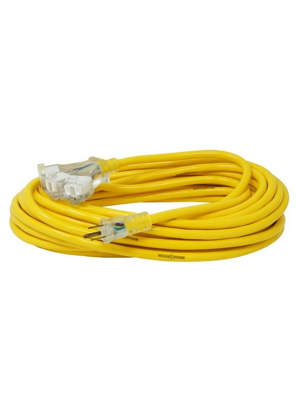 Yellow Jacket 2827 5o ft. 12/3 Heavy-Duty 15-Amp 3-Outlet Extension Cord with Lighted End
