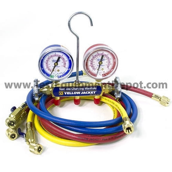 Yellow Jacket 42715 Series 41 Manifold w/2-1/2" Gauge, Bar/Psi, R-410A