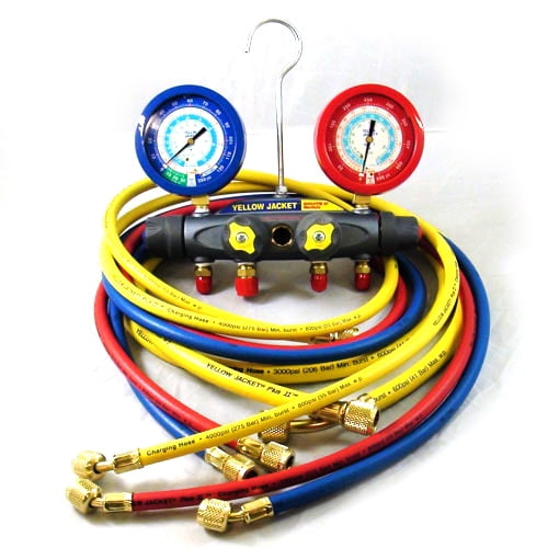 Yellow Jacket 46048 Brute II Test & Charging Manifold, F/C, Liquid Gauge, Psi, R-22/134A/404A