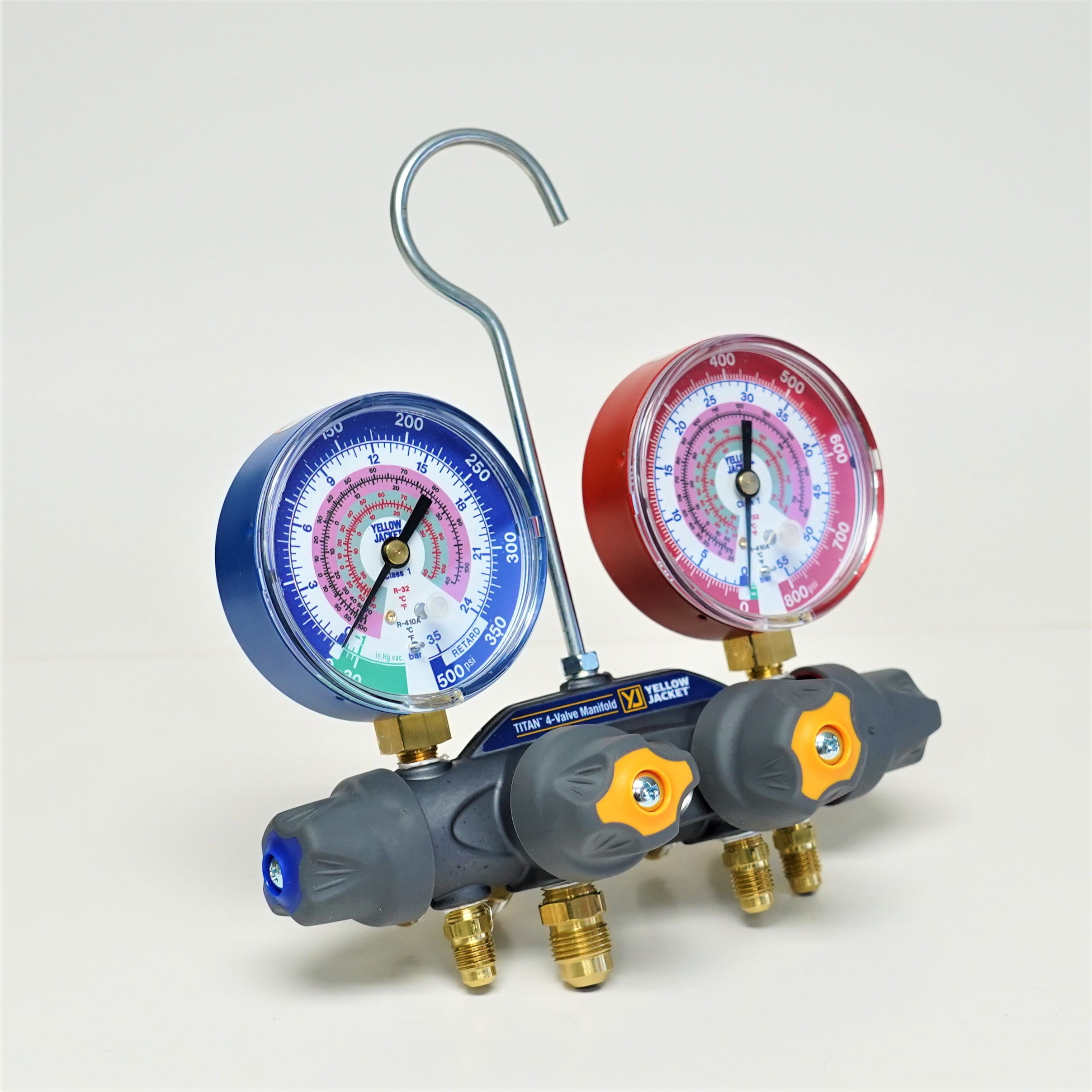 Yellow Jacket Mechanical Manifold Gauge Set,4Valve 49962