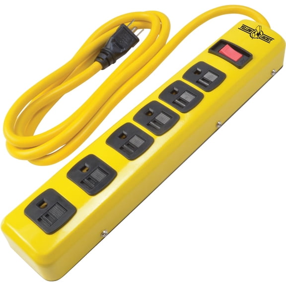 Yellow Jacket 5139N Metal Power Strip with 6 Outlets and 6 Foot Cord Three Pack