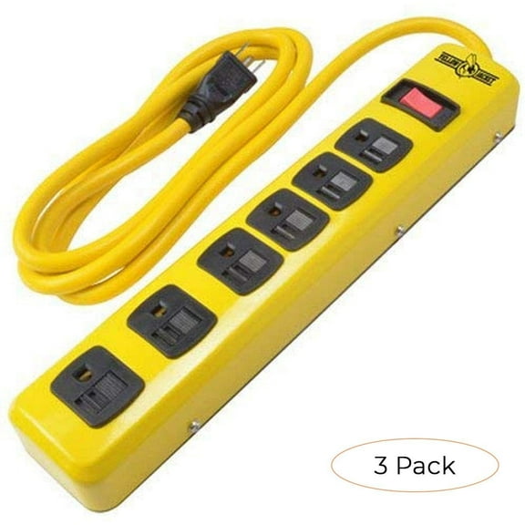 Yellow Jacket 5139N Metal Power Strip with 6 Outlets and 6 Foot Cord Pack 3
