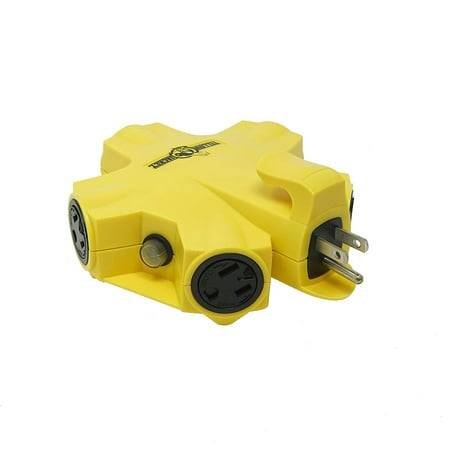 Yellow Jacket 827362 Yellow Outdoor 5-Outlet Adapter Converter