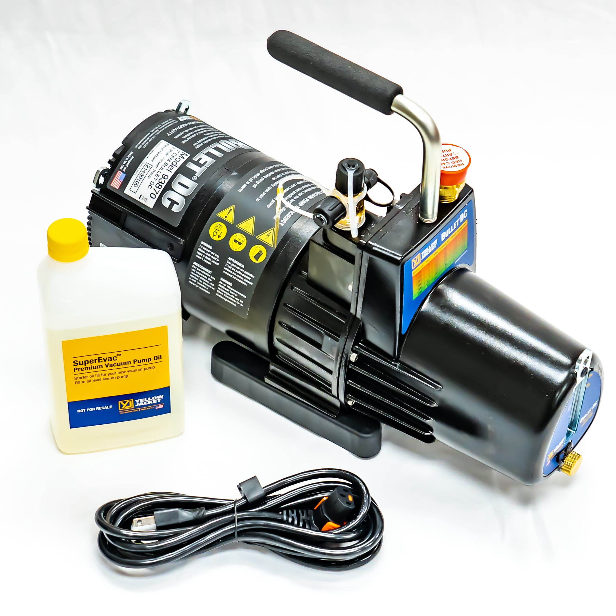 Yellow Jacket 93870 Bullet DC Vacuum Pump, 7 CFM, 115V, 60 Hz – 2-Stage BLDC HVAC Refrigeration Pump