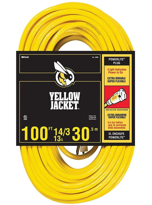 Yellow Jacket GIDDS-283431 2888 Contractor Extension Cord with Lighted Ends, 100 Foot, Ft