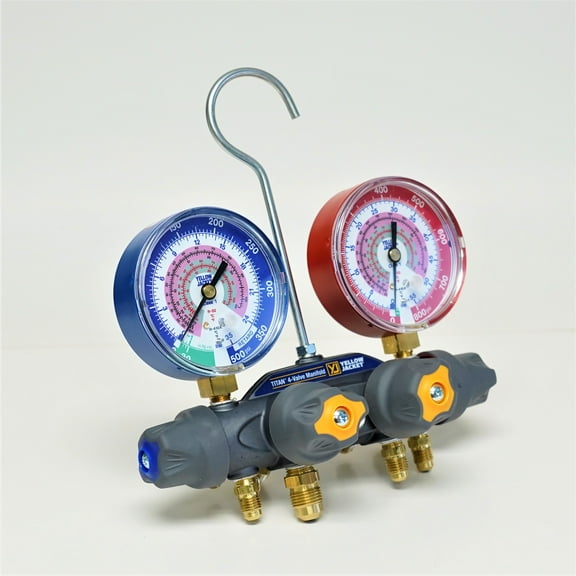 Yellow Jacket Mechanical Manifold Gauge Set,4-Valve 49962